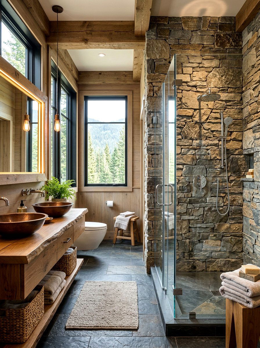 Rustic Stone Organic Modern Bathroom - 30 organic modern bathroom ideas