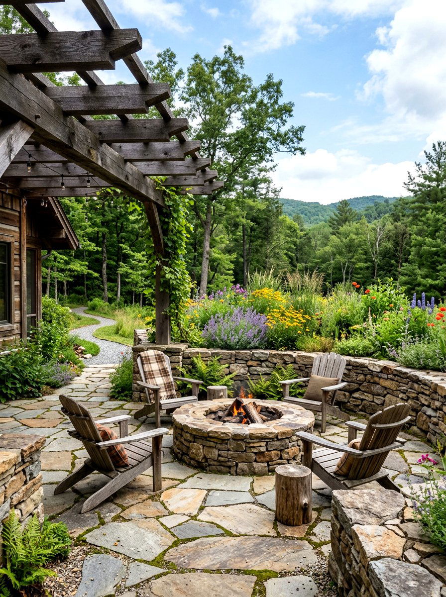 Rustic Stone Outdoor Space - 30 courtyard style backyard ideas