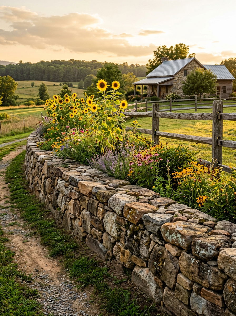 Rustic Stone Retaining Wall - 30 stone retaining wall ideas