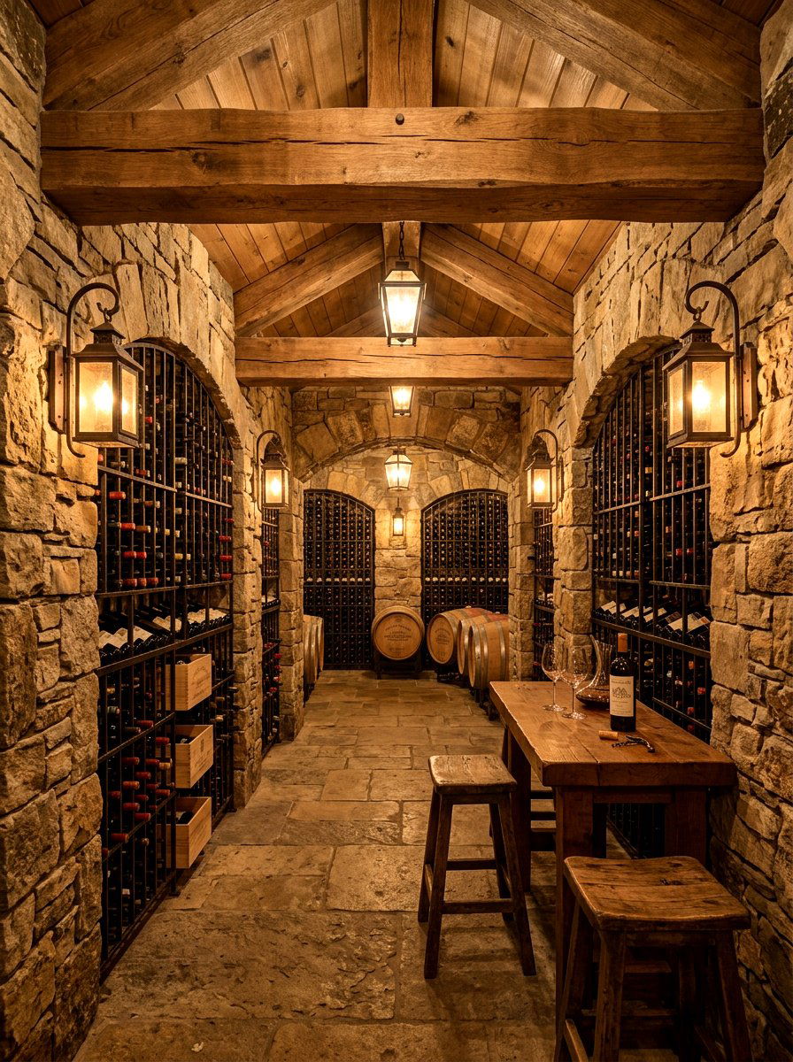 Rustic Stone Wine Cellar - 30 basement wine room ideas