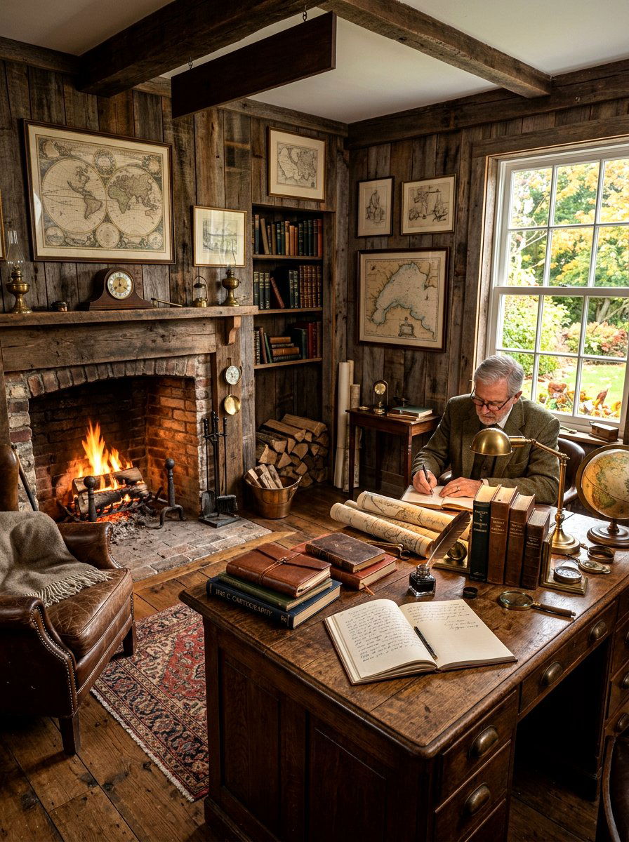 Rustic Study Den - 30 dark academia room ideas