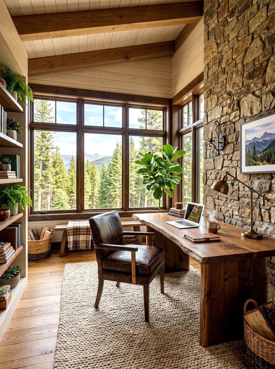 Rustic Sunroom Office - 30 sunroom office ideas