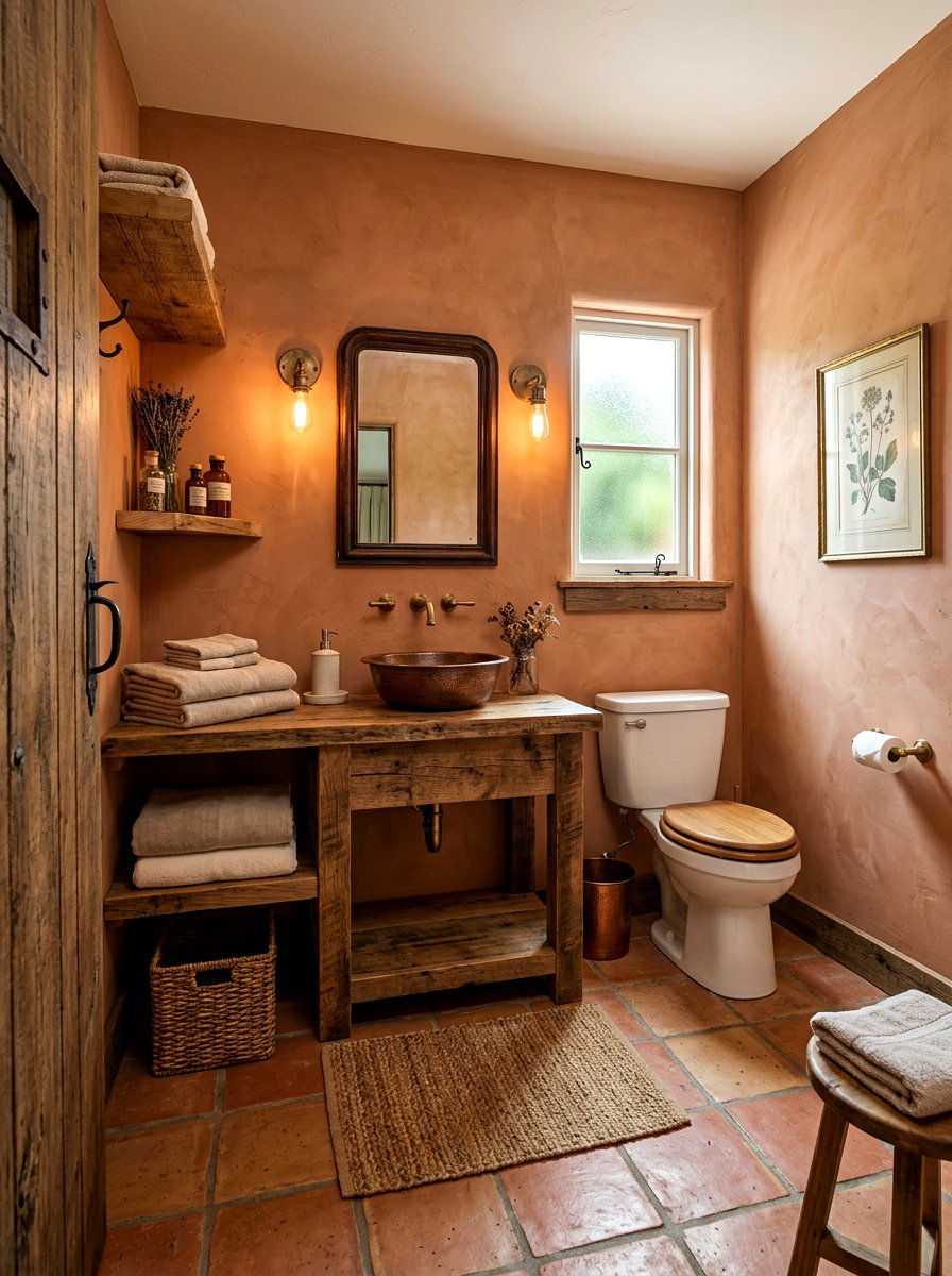 Rustic Terracotta Powder Room - 30 terracotta powder room ideas