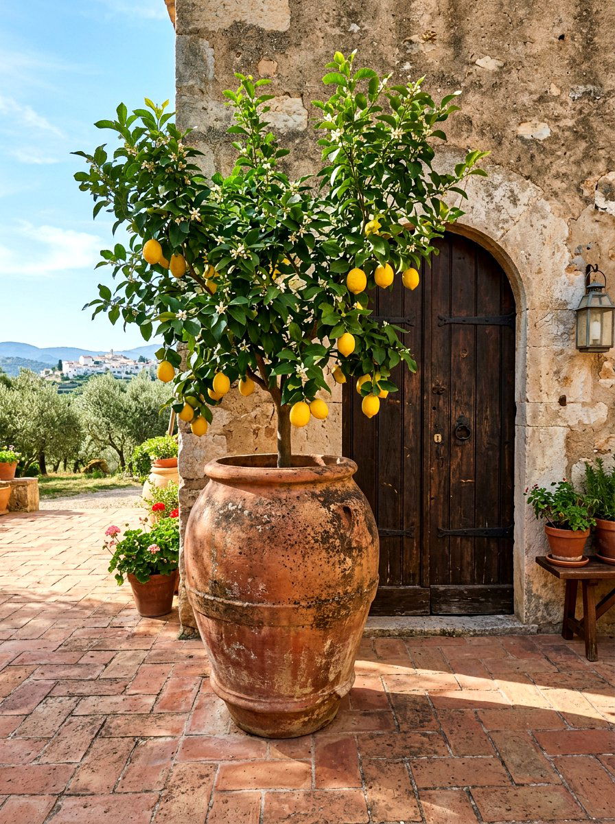 Rustic Terracotta Tall Planter - 30 tall front door planter ideas
