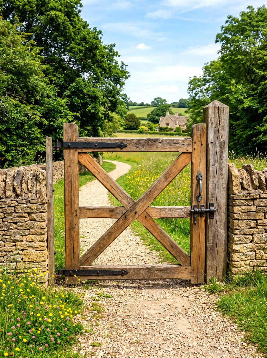 Rustic Timber Farmhouse Gate - 30 driveway gate ideas