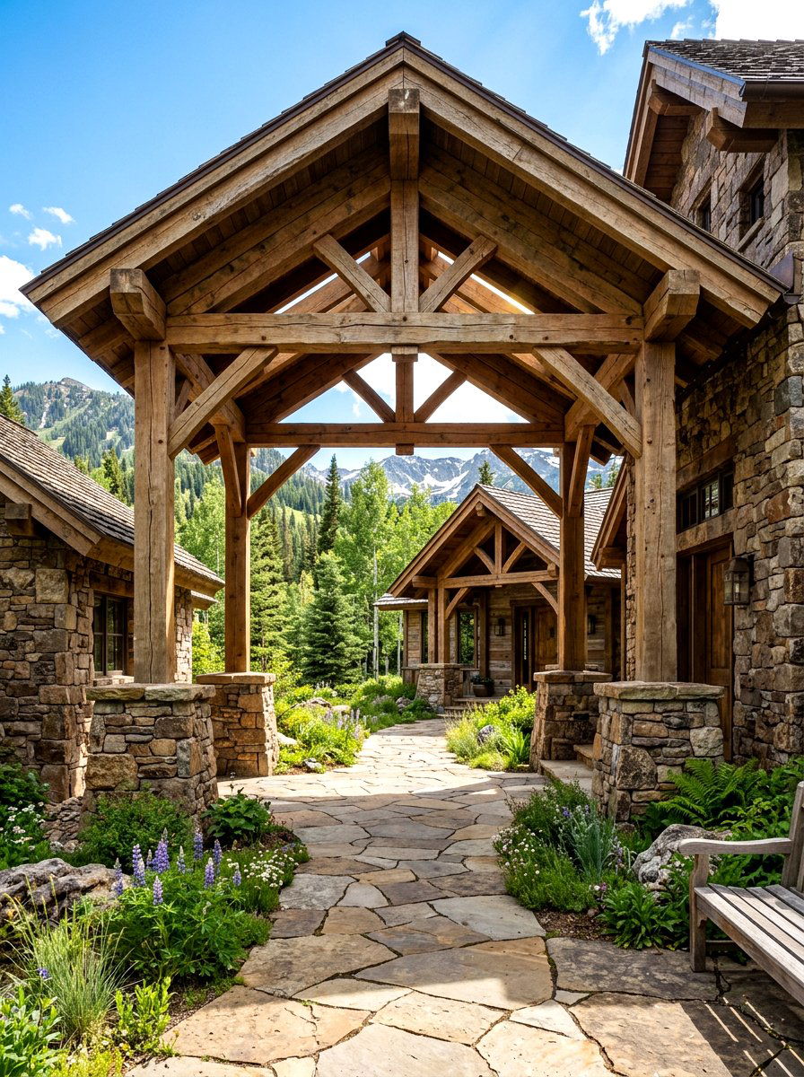 Rustic Timber Frame Breezeway - 30 breezeway ideas