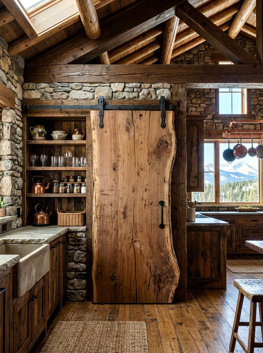 Rustic Timber Pantry Door - 30 pantry door ideas