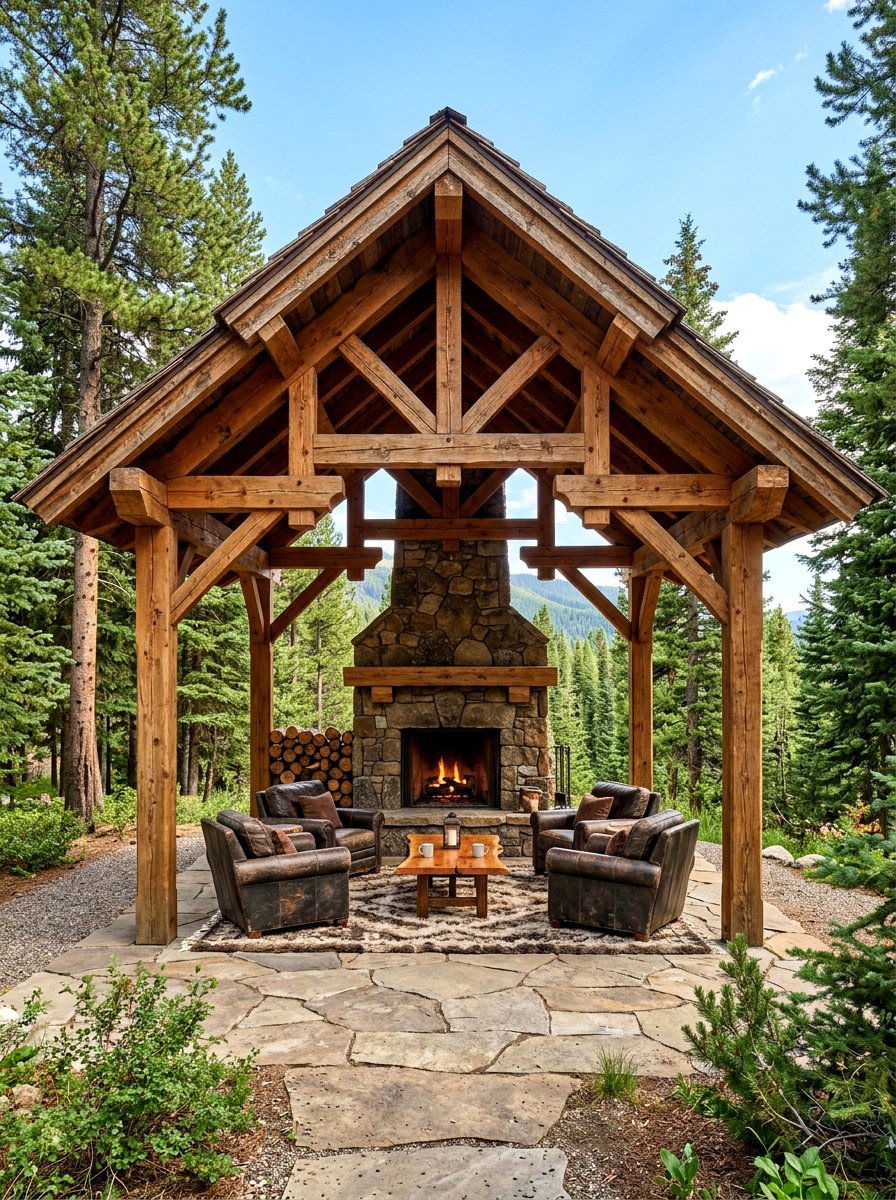 Rustic Timber Pavilion - 30 pool pavilion ideas