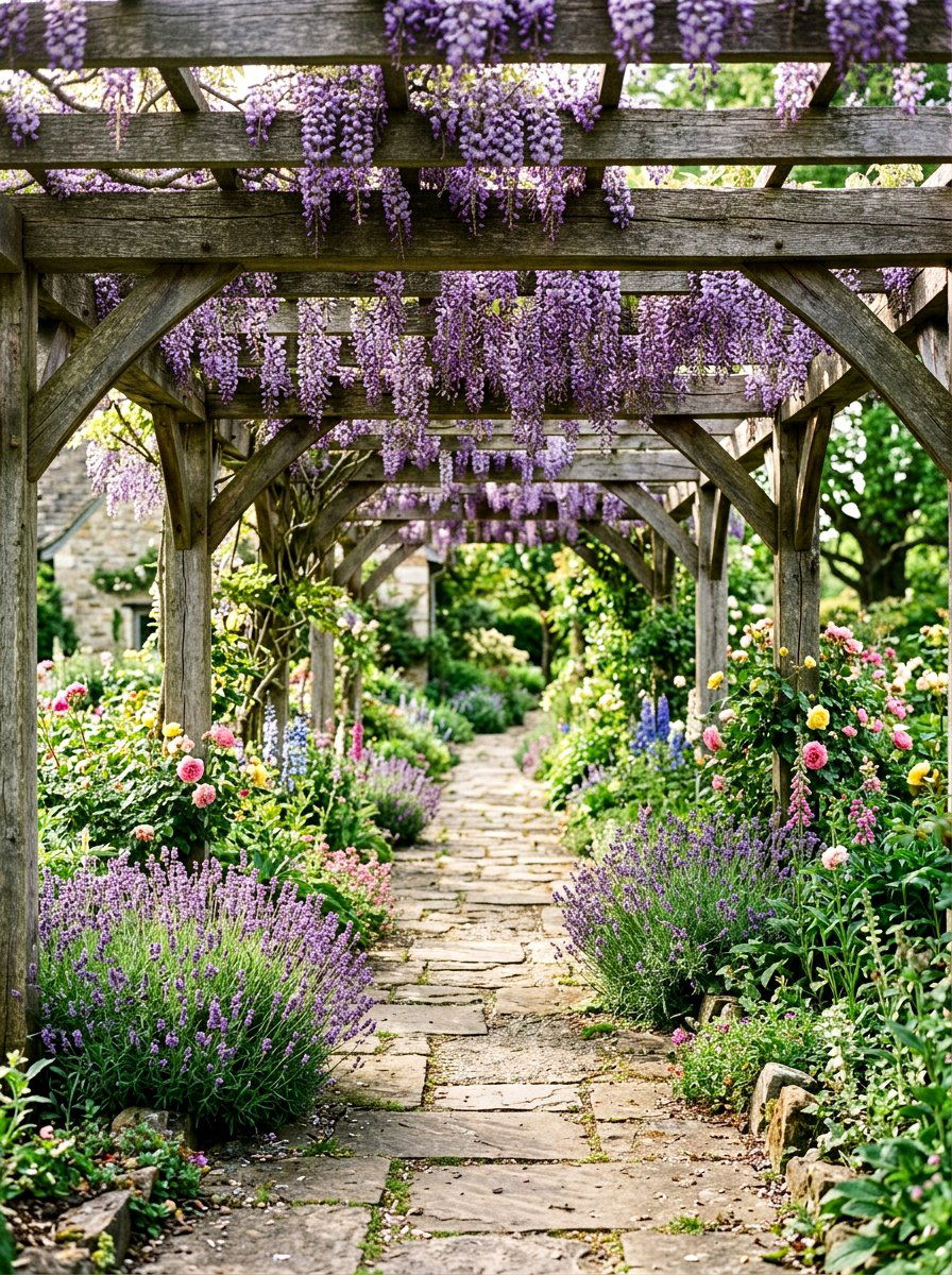 Rustic Timber Pergola - 30 covered walkway ideas
