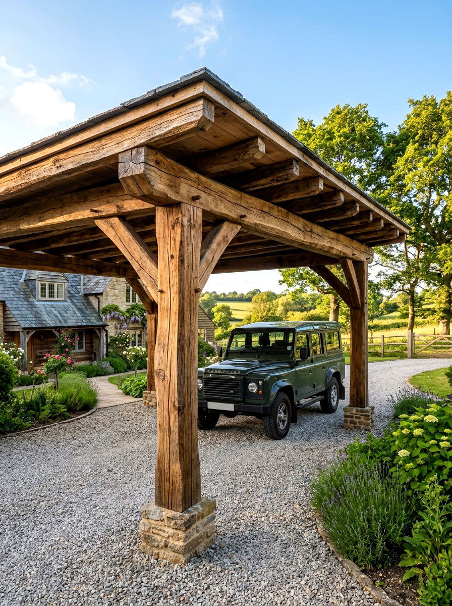 Rustic Timber Pergola Carport - 30 pergola carport ideas