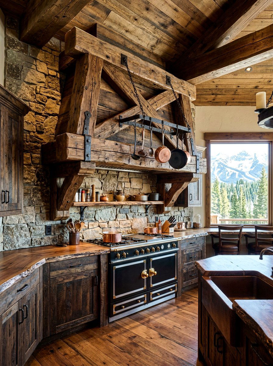 Rustic Timber Range Hood - 30 paneled range hood ideas