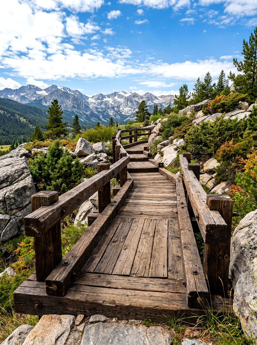 Rustic Timber Walkway - 30 boardwalk garden path ideas