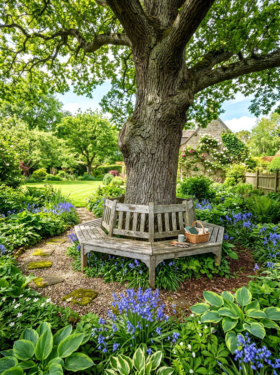 Rustic Tree Bench - 30 garden seating ideas