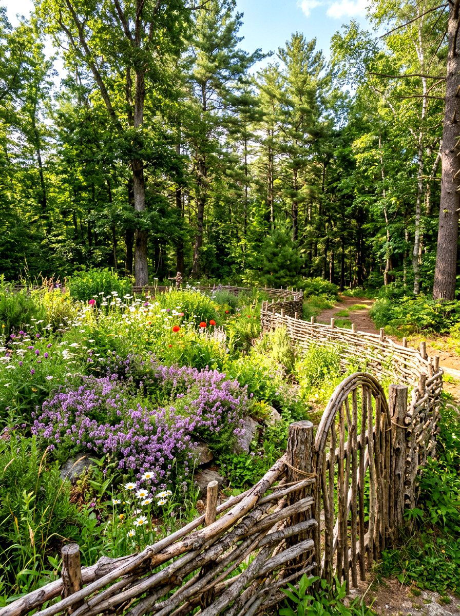 Rustic Twig Palisade Fence - 30 herb garden fence ideas