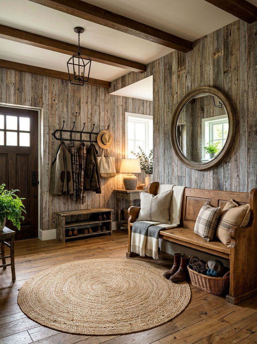 Rustic Wallpaper Foyer - 30 entry wallpaper ideas