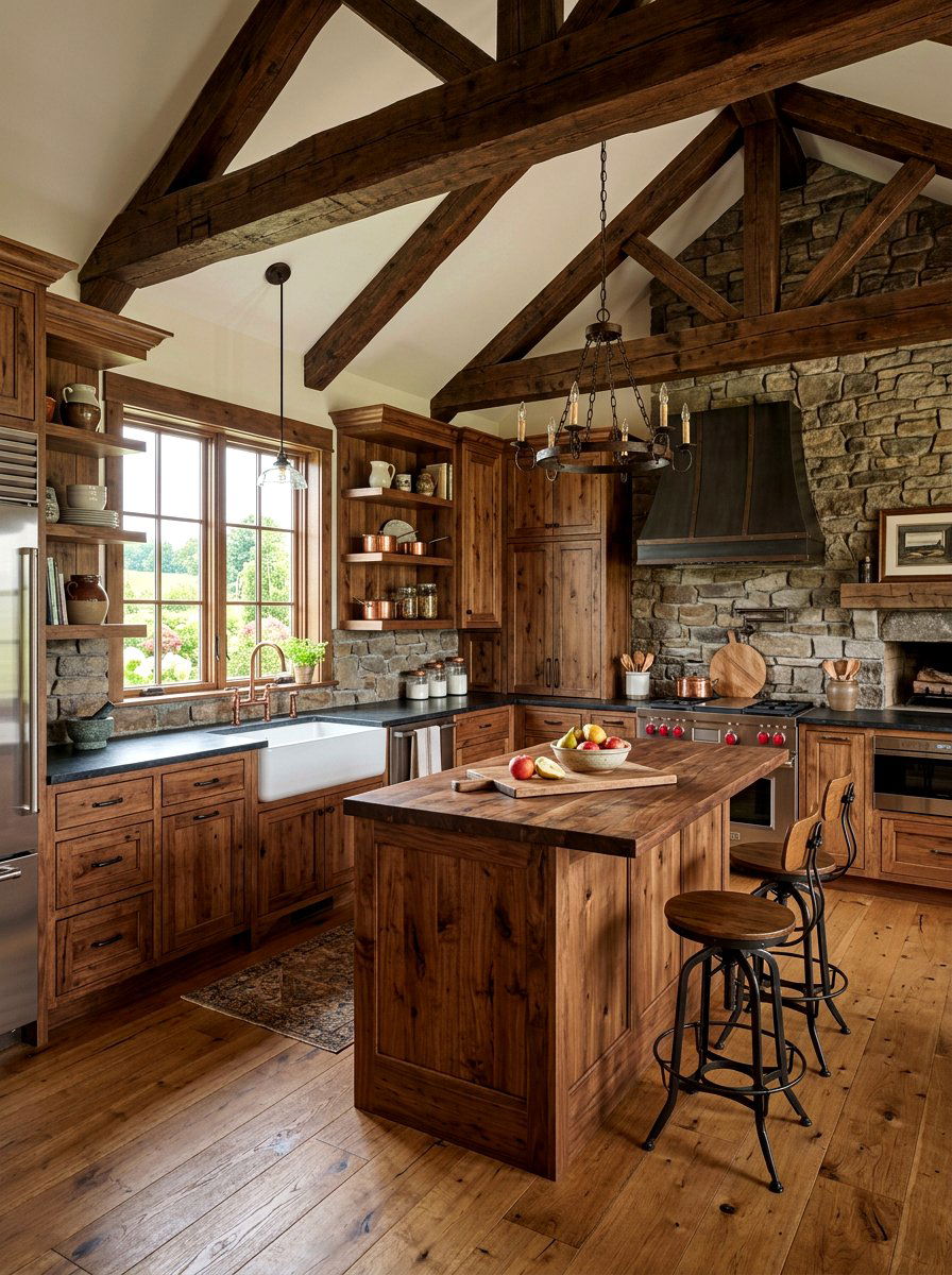 Rustic Walnut Kitchen - 30 walnut kitchen cabinet ideas