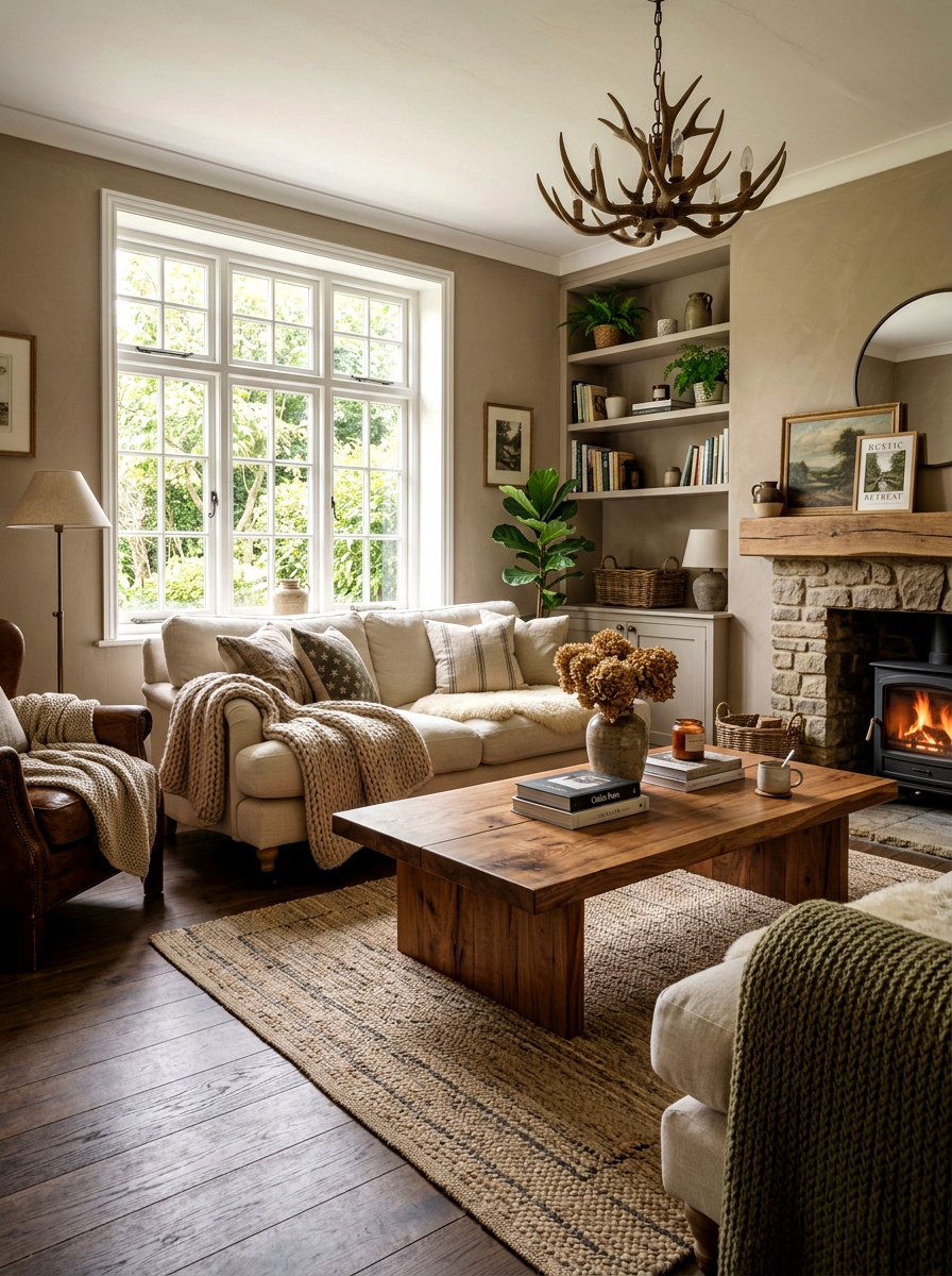 Rustic Walnut Living Room Mushroom Walls - 30 mushroom and walnut living room ideas