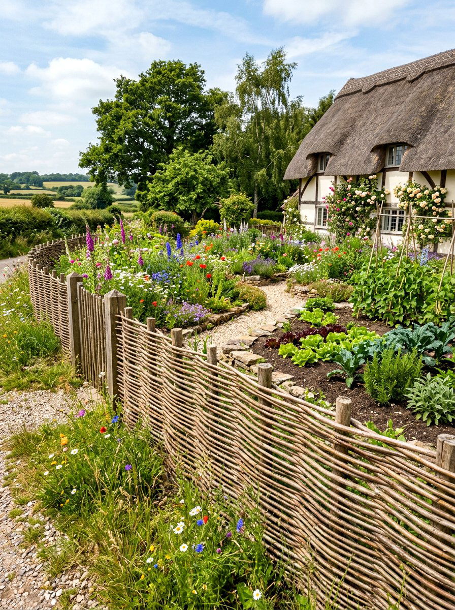 Rustic Wattle Fence - 30 privacy fence ideas