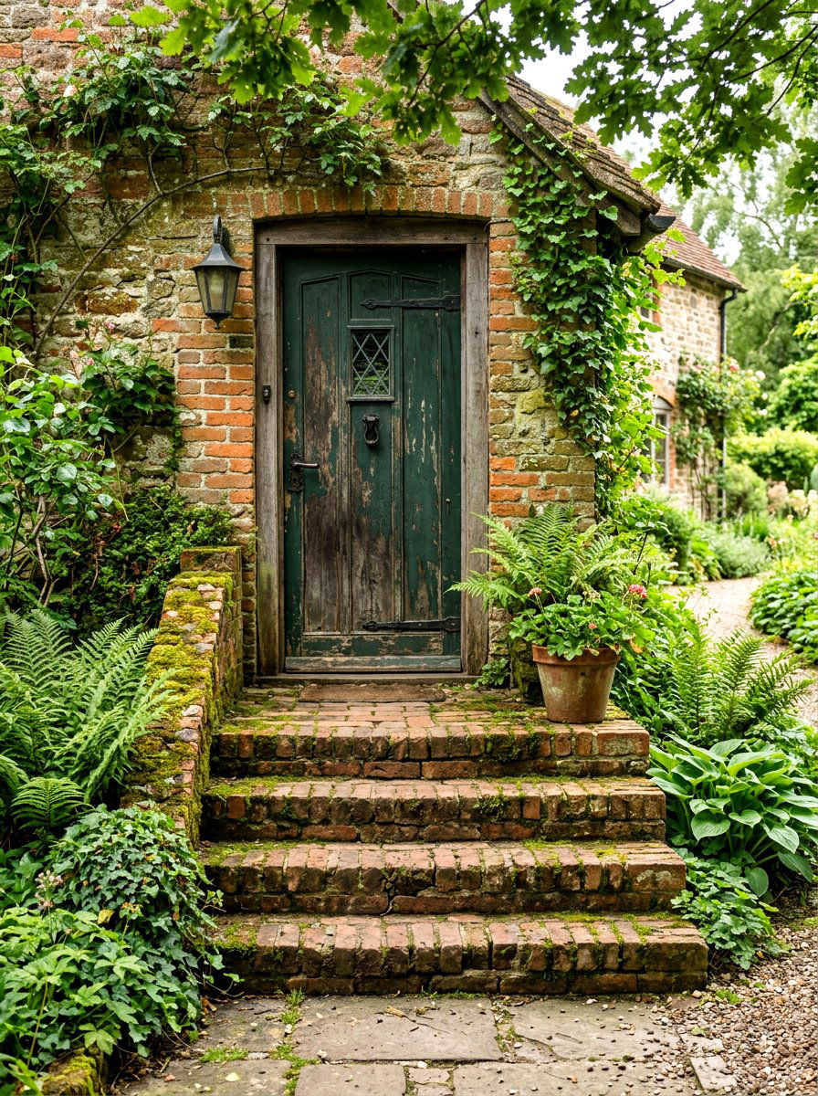 Rustic Weathered Brick Stoop - 30 brick stoop ideas