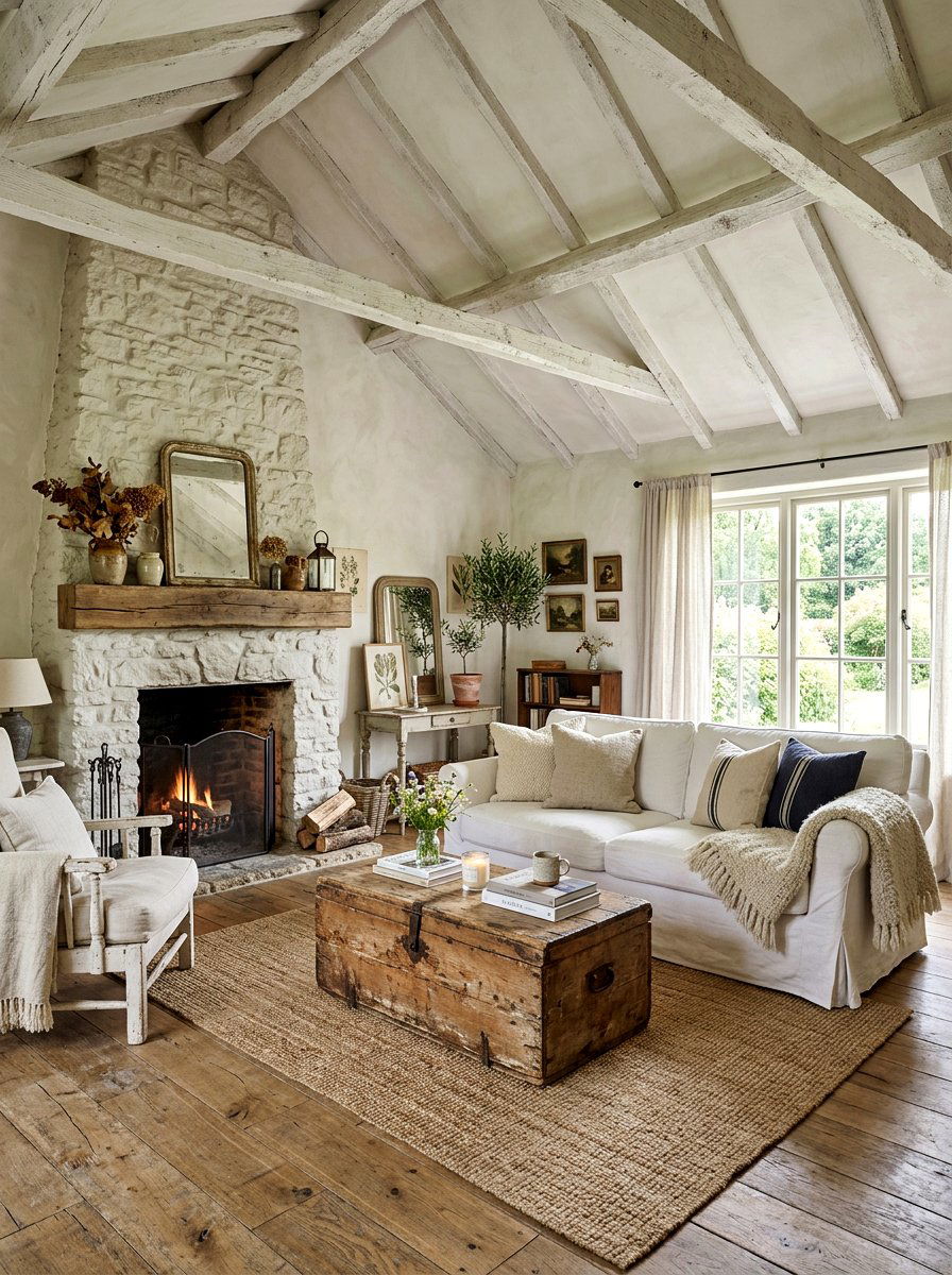 Rustic White Living Room - 30 white living room ideas