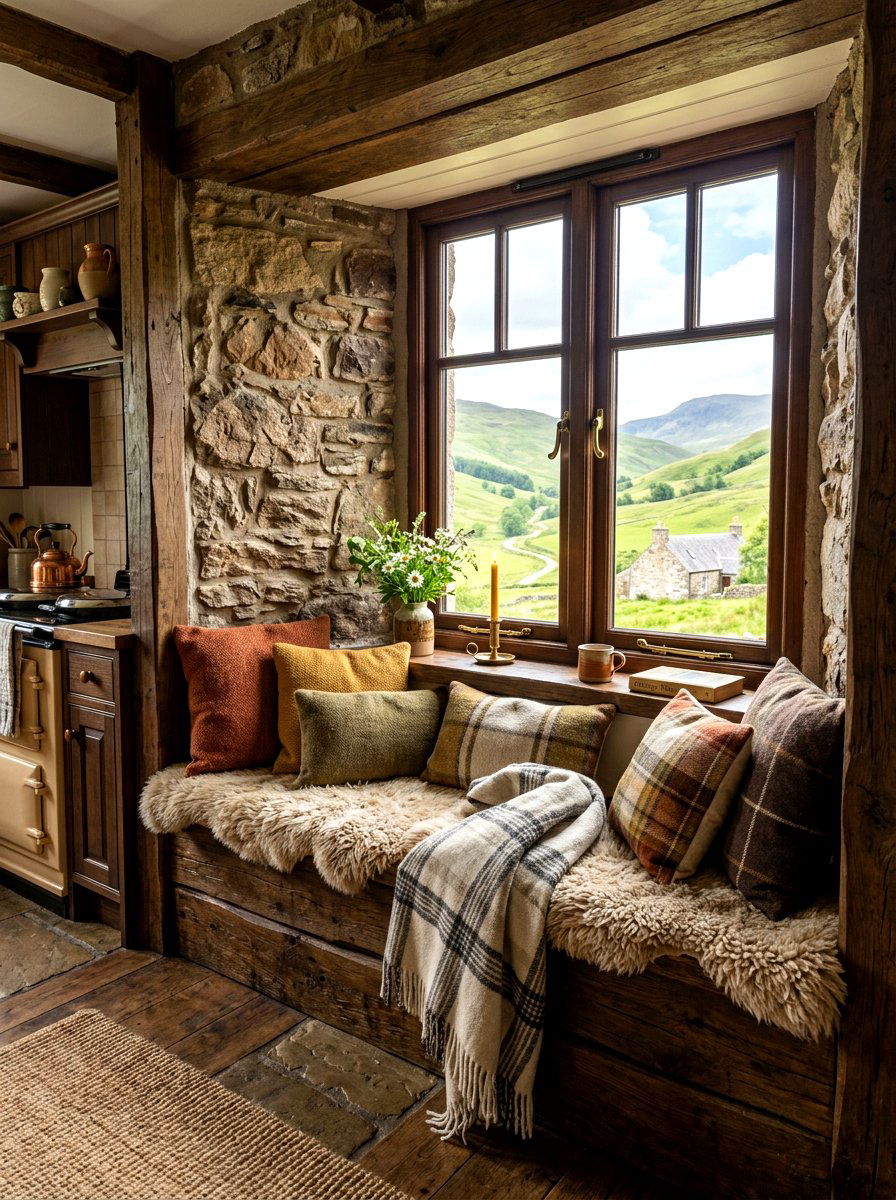 Rustic Window Seat - 30 cozy kitchen window seat ideas