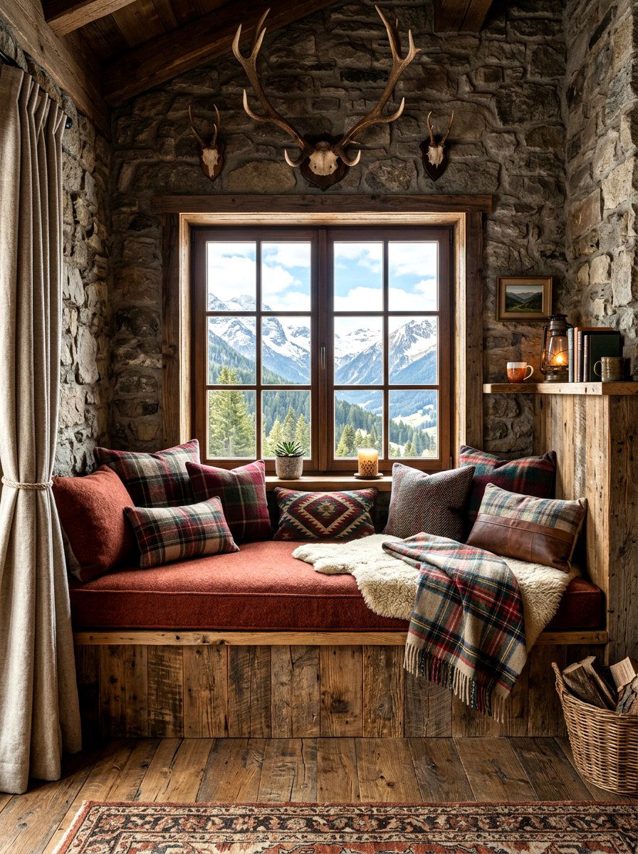 Rustic Window Seat - 30 bay window seating ideas