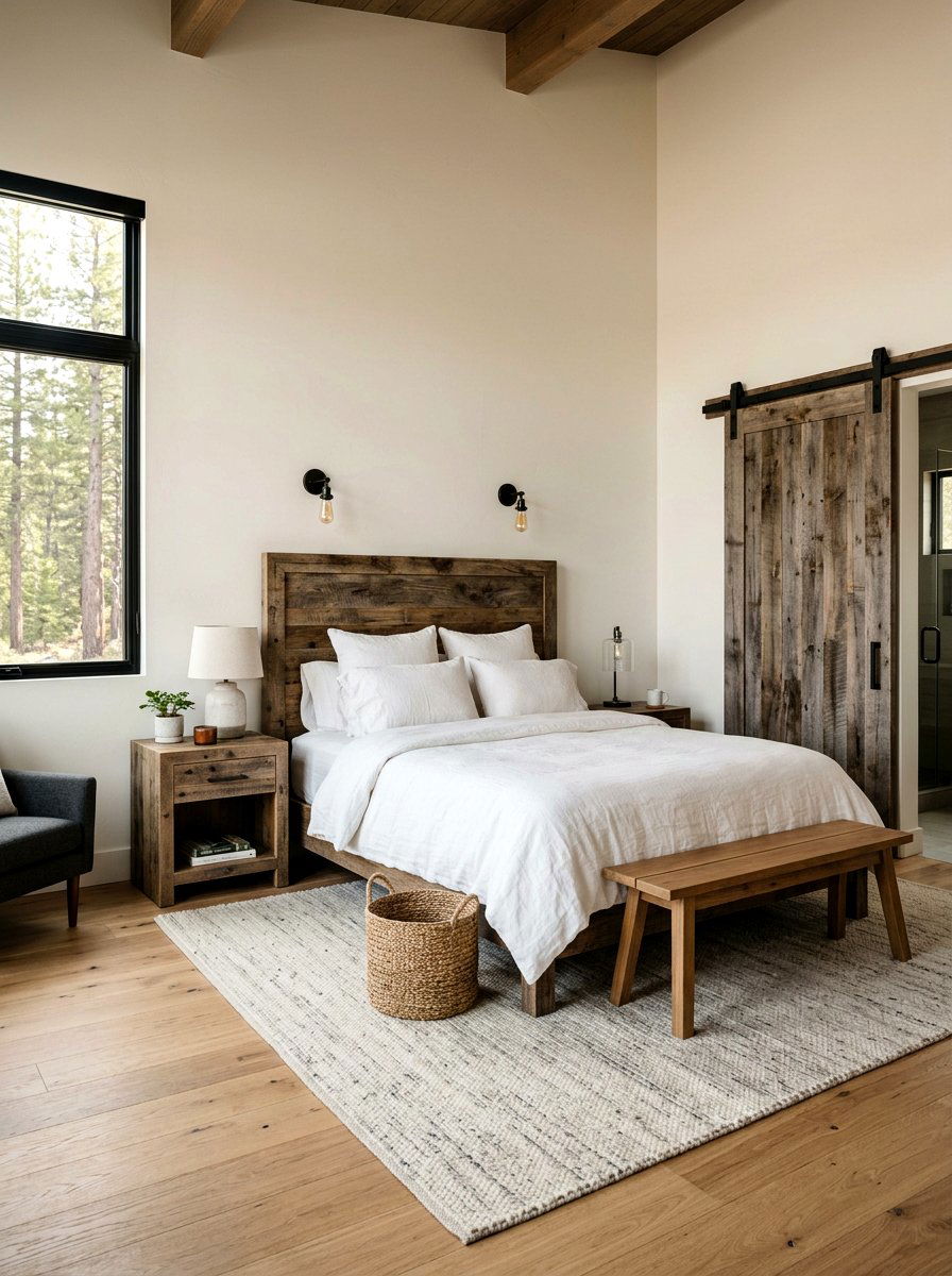 Rustic Wood Accent Bedroom - 30 California casual bedroom ideas