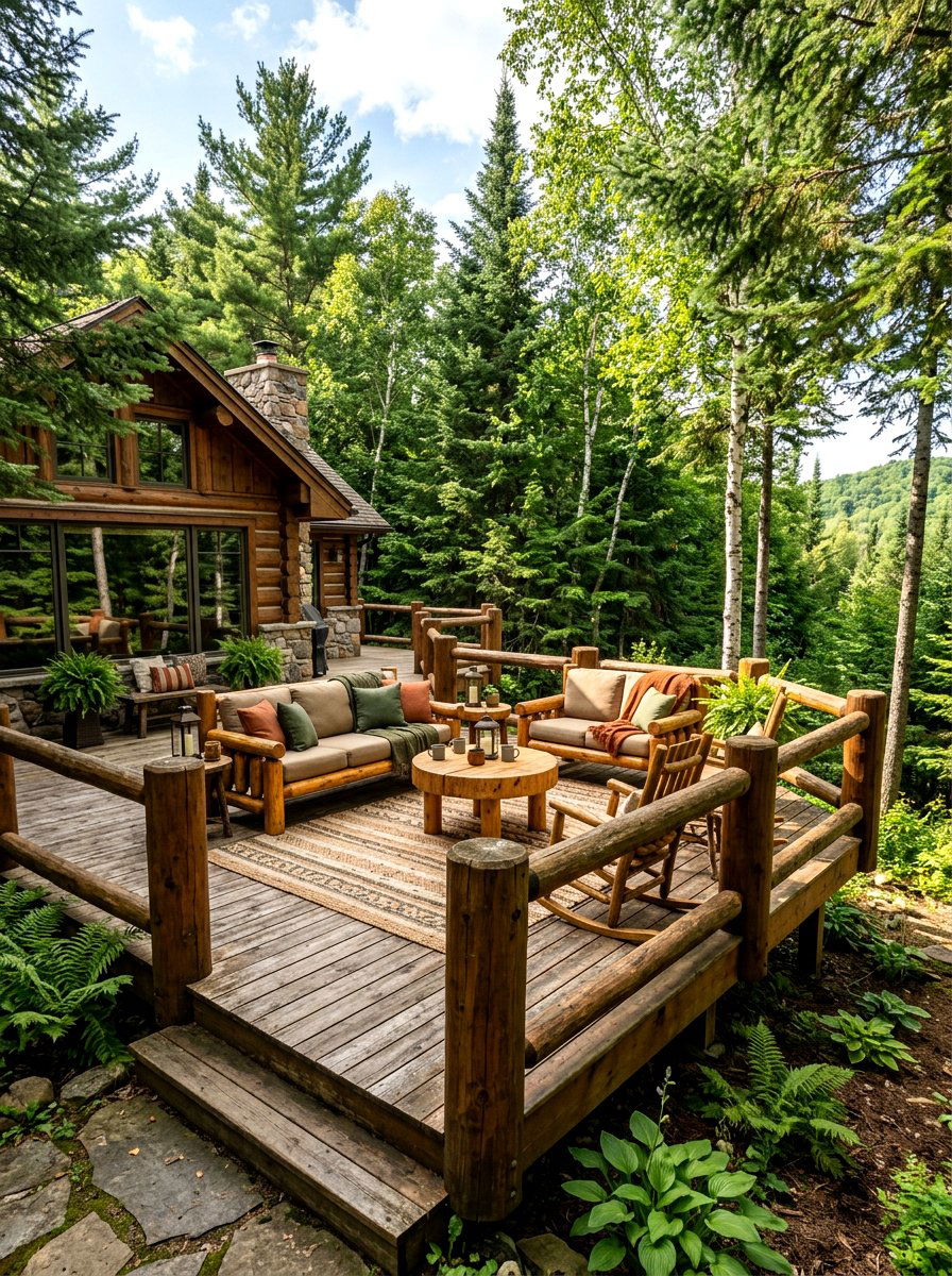 Rustic Wood Attached Deck - 30 attached deck ideas