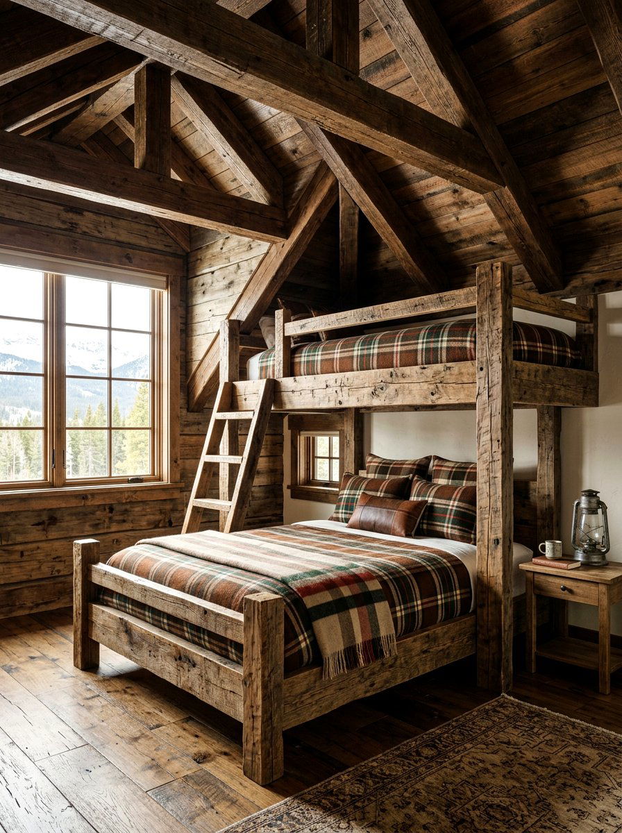 Rustic Wood Attic Bunk - 30 attic bunk room ideas