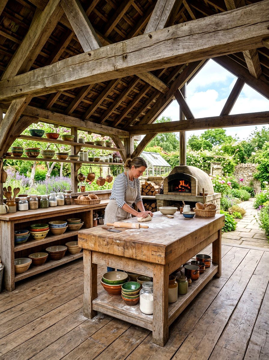 Rustic Wood Bakery Kitchen - 30 vintage bakery kitchen ideas