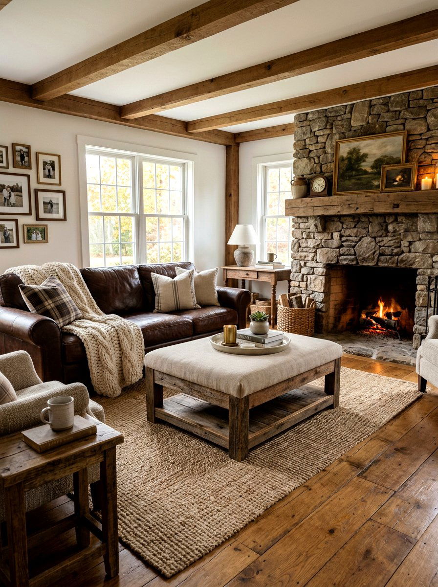 Rustic Wood Base Ottoman - 30 ottoman styling ideas