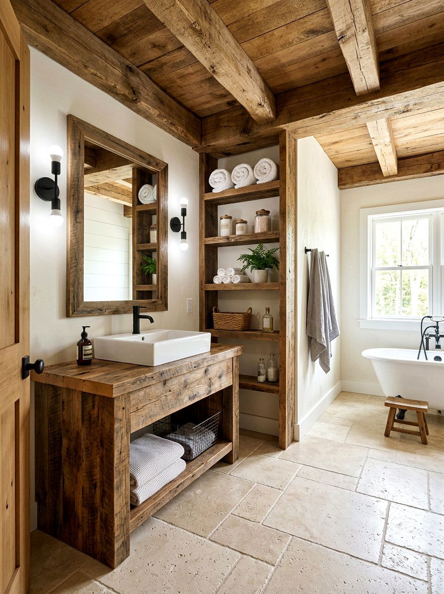 Rustic Wood Bathroom - 30 cottagecore bathroom ideas
