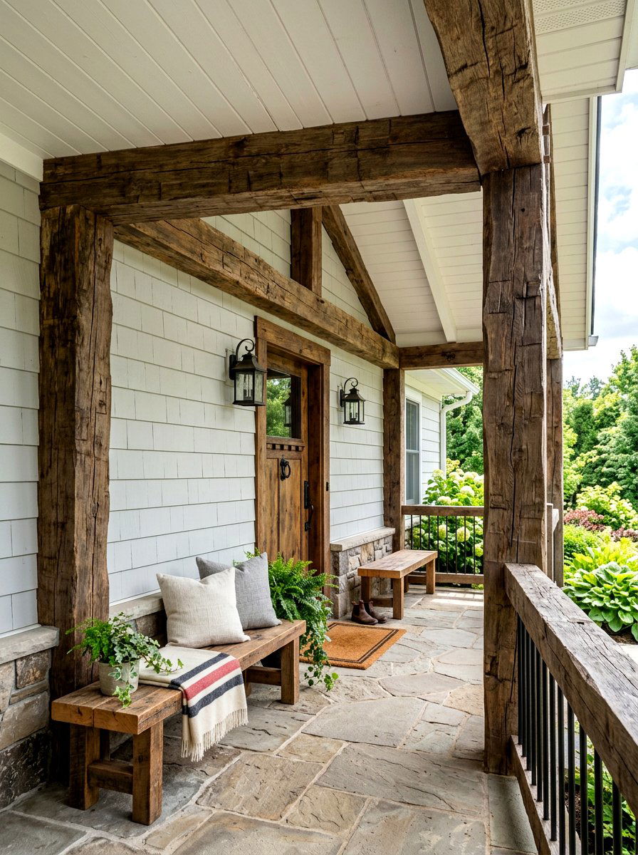 Rustic Wood Beam - 30 viral front porch ideas