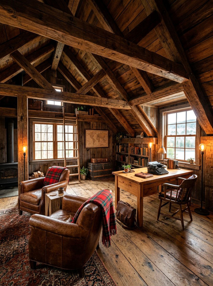 Rustic Wood Beam Attic - 30 attic studio ideas