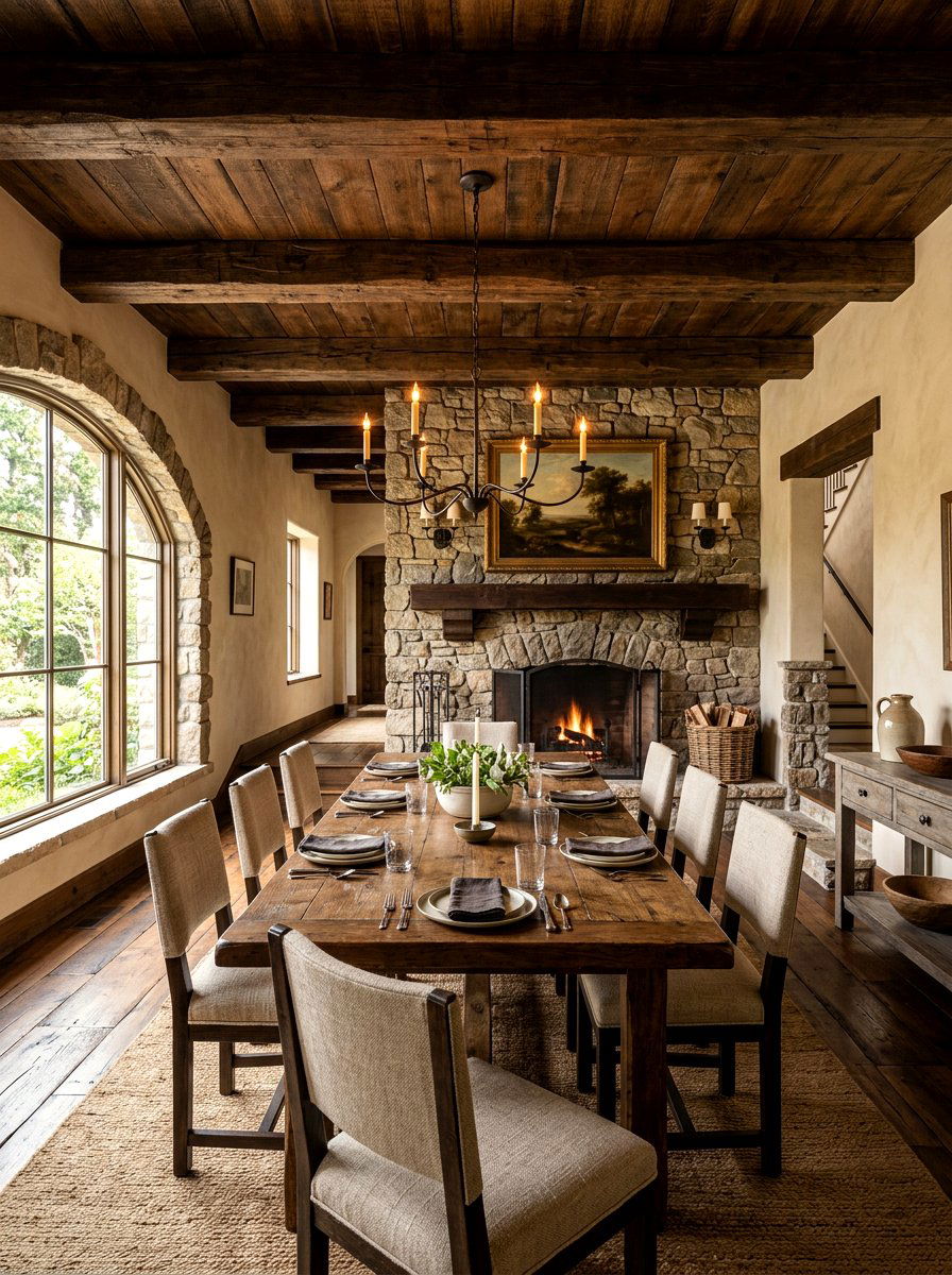 Rustic Wood Beam Dining - 30 elegant dining room ideas