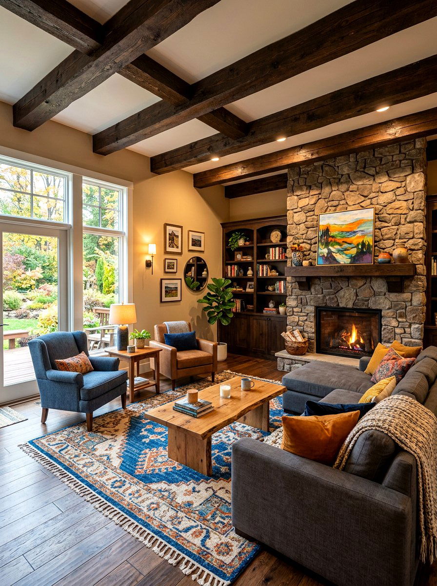 Rustic Wood Beams - 30 toasted beige living room ideas