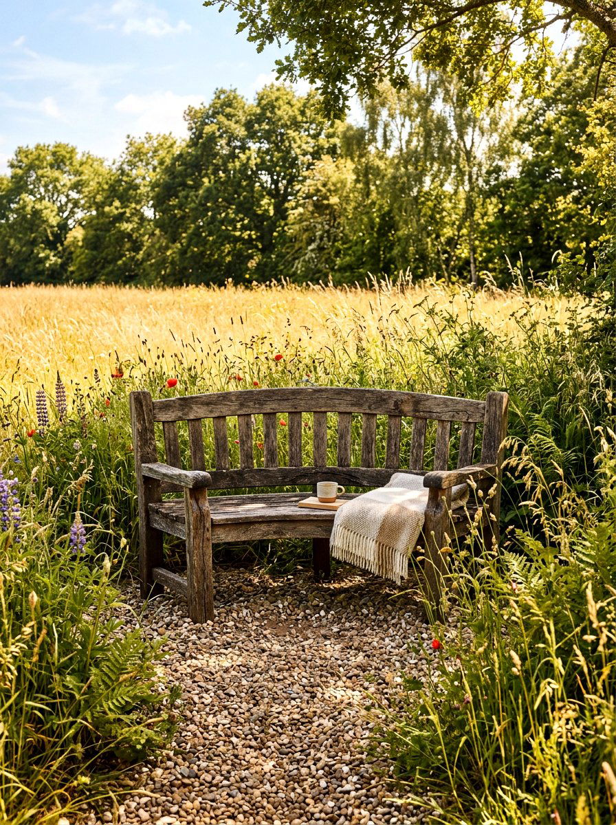 Rustic Wood Bench - 30 meadow style backyard ideas