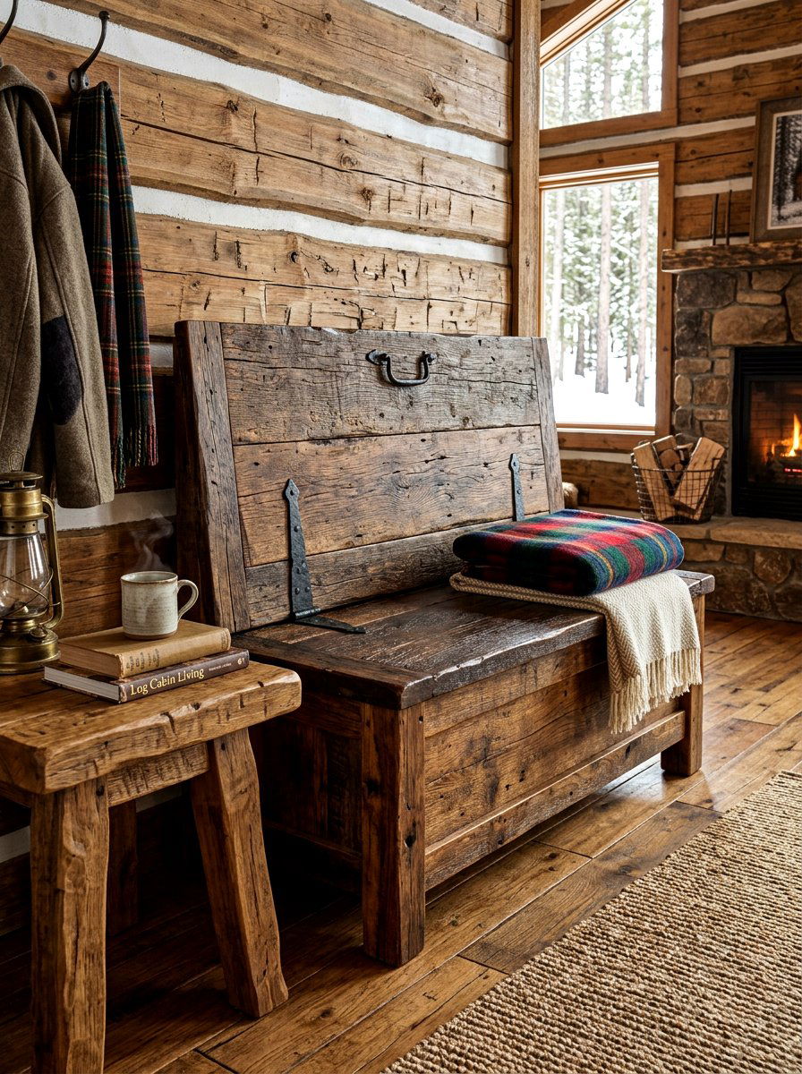 Rustic Wood Bench Storage - 30 kitchen banquette storage ideas