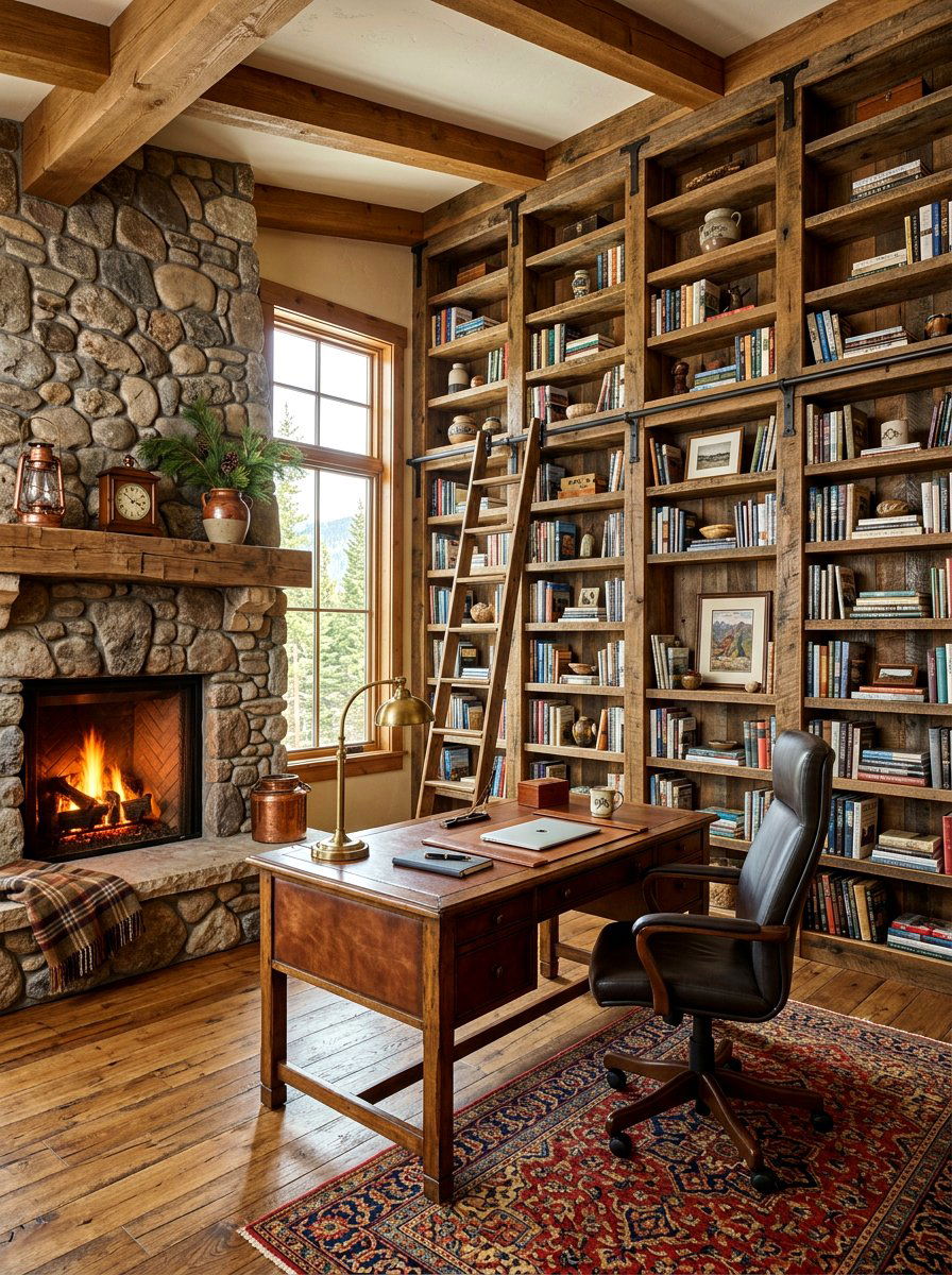 Rustic Wood Bookshelf Wall Office - 30 bookshelf wall office ideas