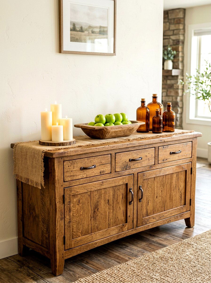 Rustic Wood Buffet - 30 buffet table decor ideas
