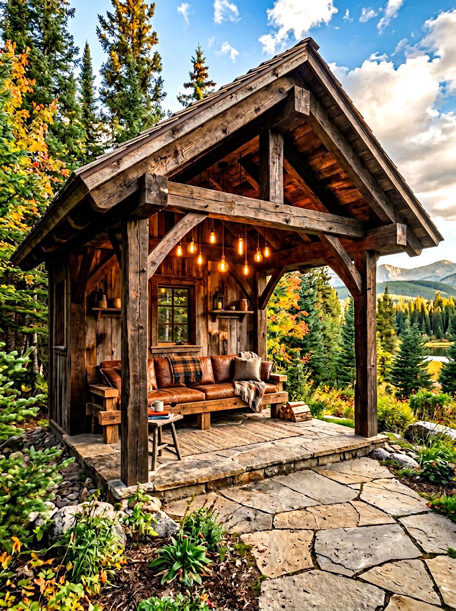 Rustic Wood Cabana - 30 cabana lounge ideas