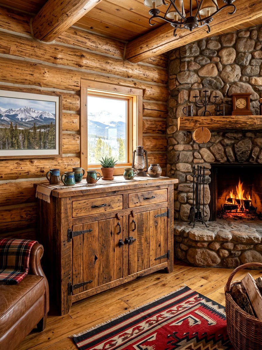 Rustic Wood Cabinet Log Cabin - 30 display cabinet ideas