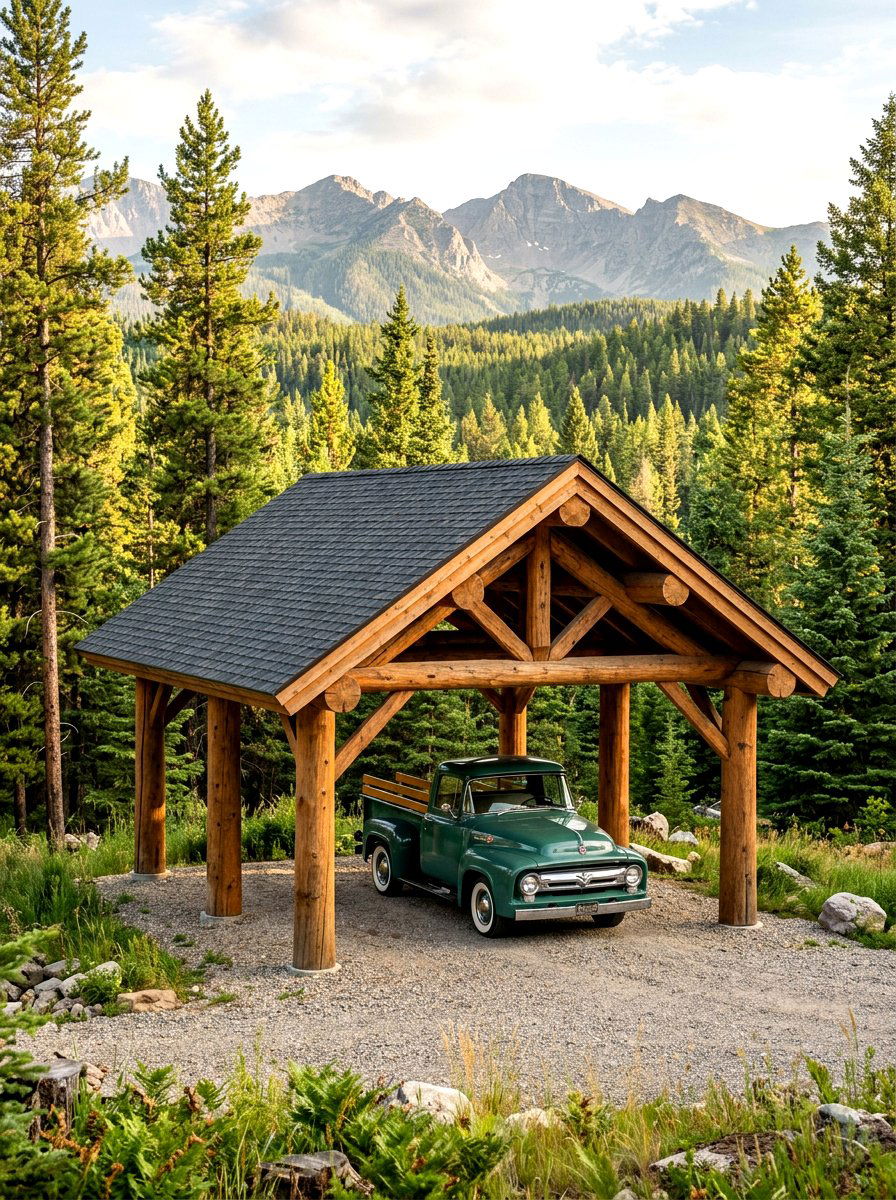 Rustic Wood Carport - 30 carport design ideas