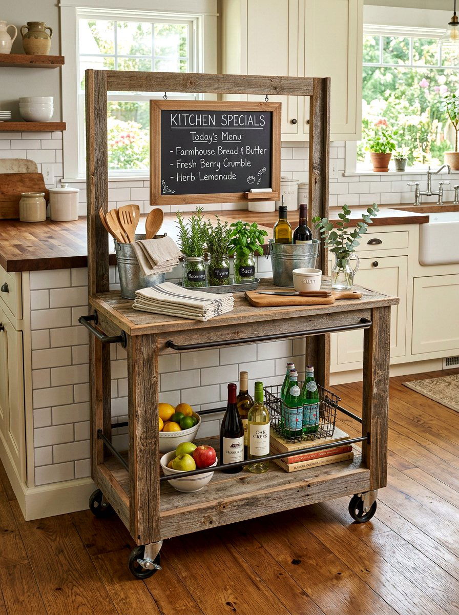 Rustic Wood Cart - 30 champagne cart decor ideas