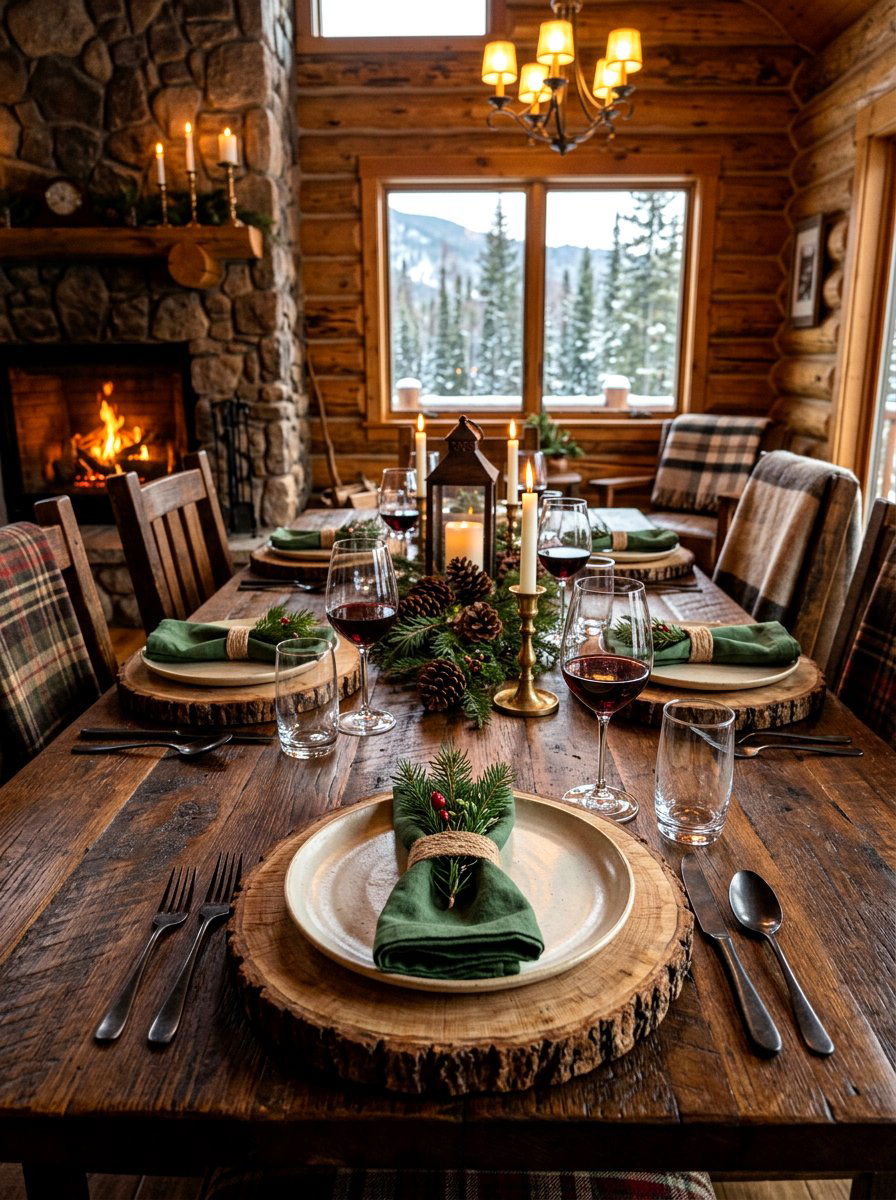 Rustic Wood Charger - 30 winter dining table ideas