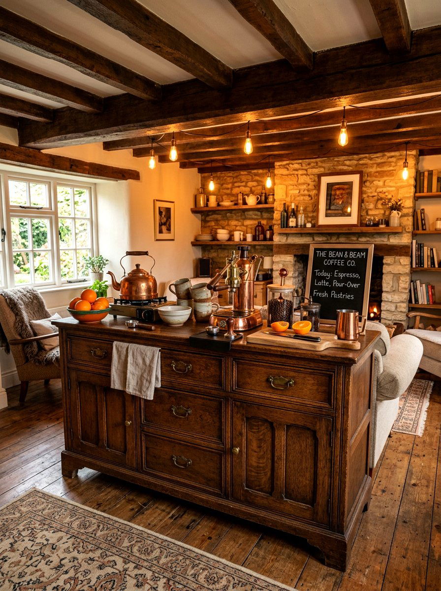 Rustic Wood Coffee Bar - 30 corner breakfast coffee nook ideas