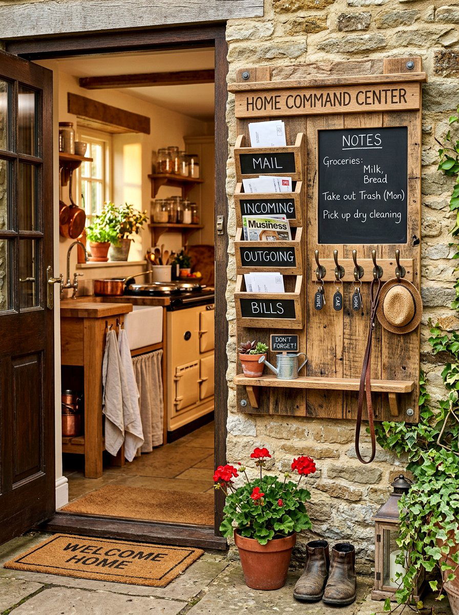 Rustic Wood Command Center - 30 command center wall ideas