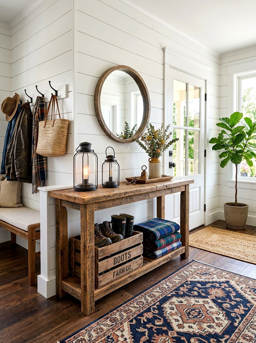 Rustic Wood Console - 30 narrow console table ideas
