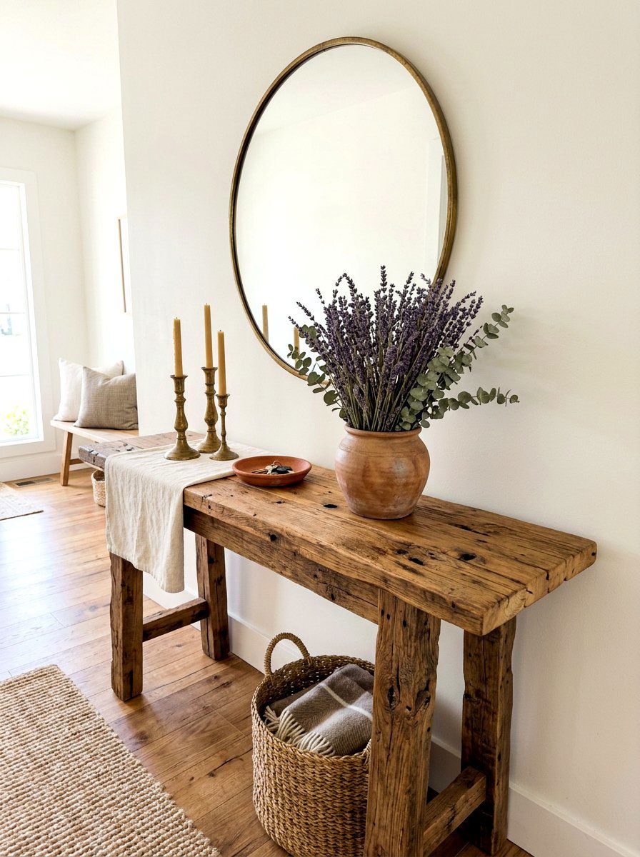 Rustic Wood Console Table - 30 console table decor ideas