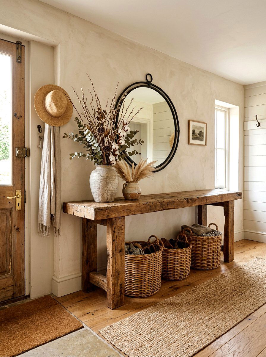 Rustic Wood Console - 30 entryway table ideas